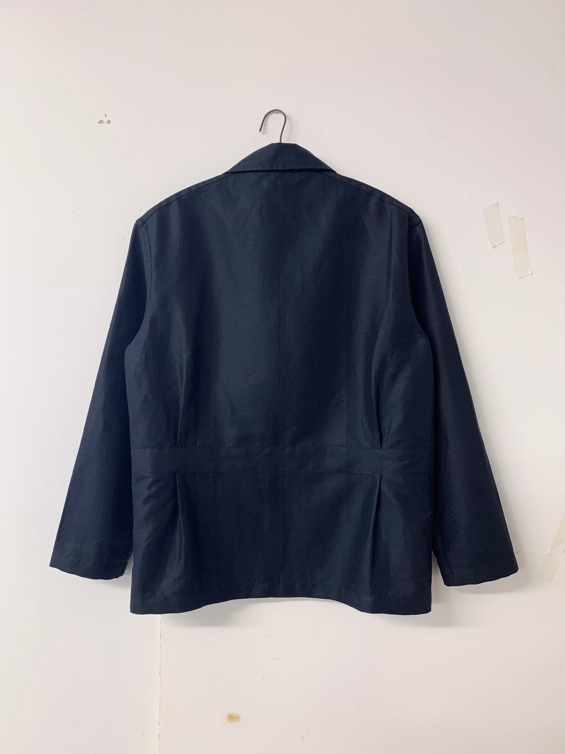 half belt shirt linen cotton twill black back hanger