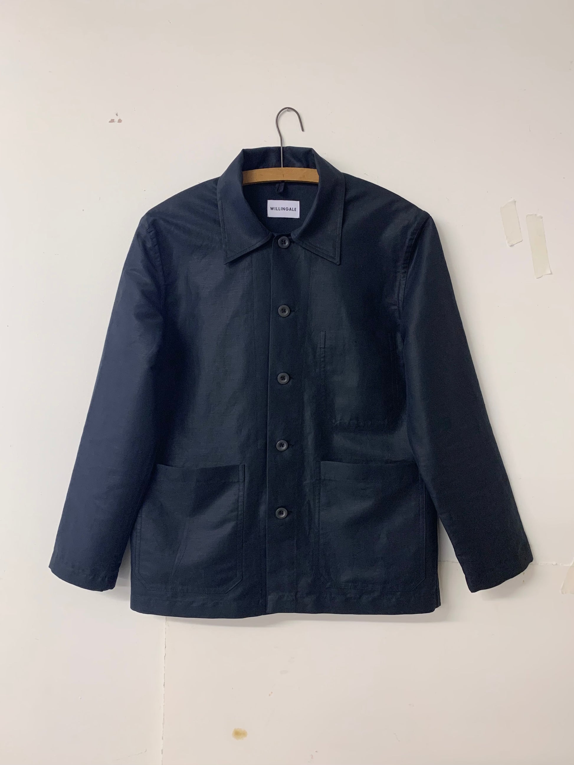 half belt shirt linen cotton twill black front hanger