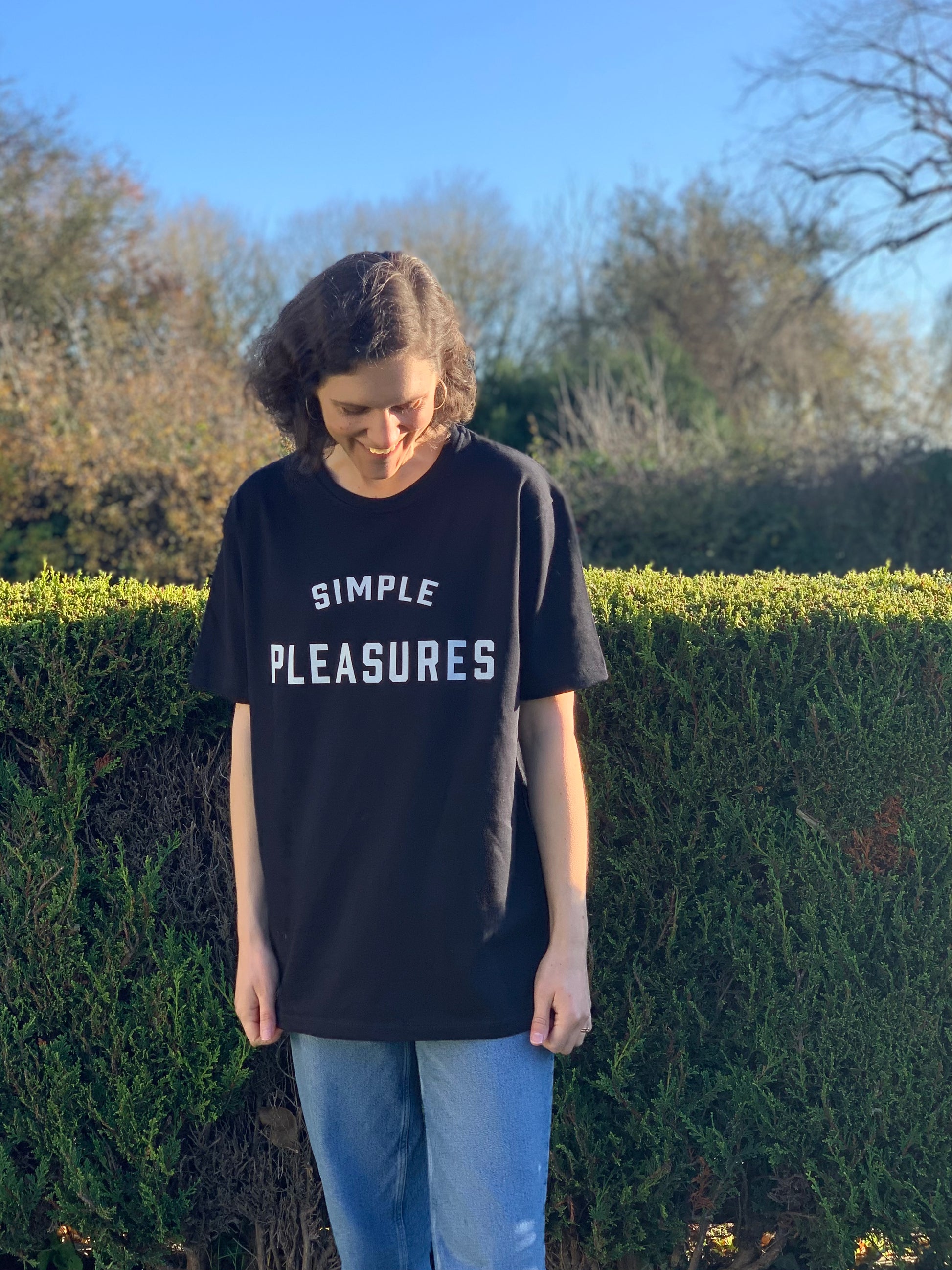 limited edition simple pleasures t shirt supima cotton black