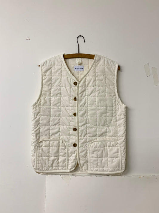 quilted liner waistcoat deadstock cotton ecru front hanger