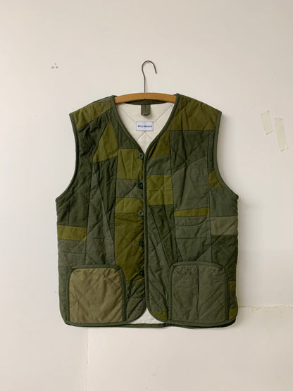 camo scraps quilted liner waistcoat vintage military khaki front hanger
