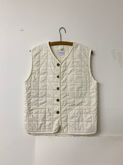 quilted liner waistcoat deadstock cotton ecru front hanger